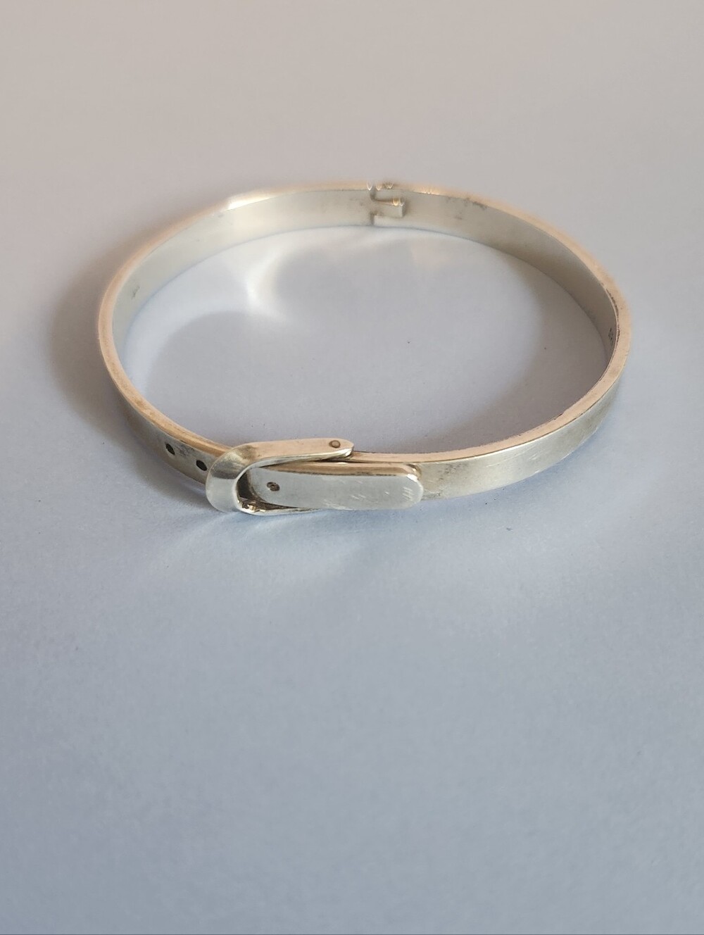 Vintage Mexico Belt Buckle 925 Sterling Silver Bangle Bracelet 21.59 Grams